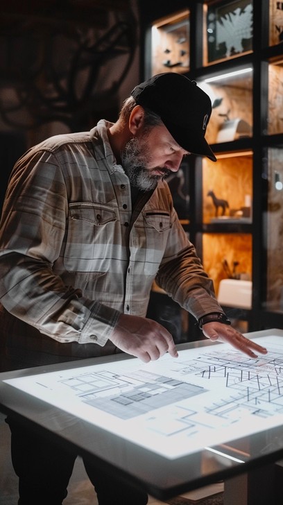 Architect reviewing building plans
